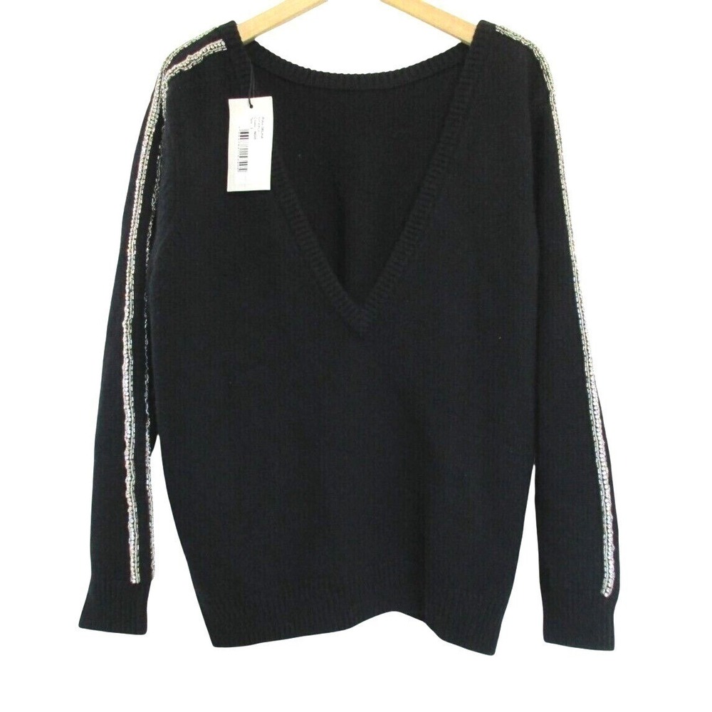 BA&SH Pull Dehlia‎ Wool Cashmere Embellished Sweater Jumper size 3 (L) Black
